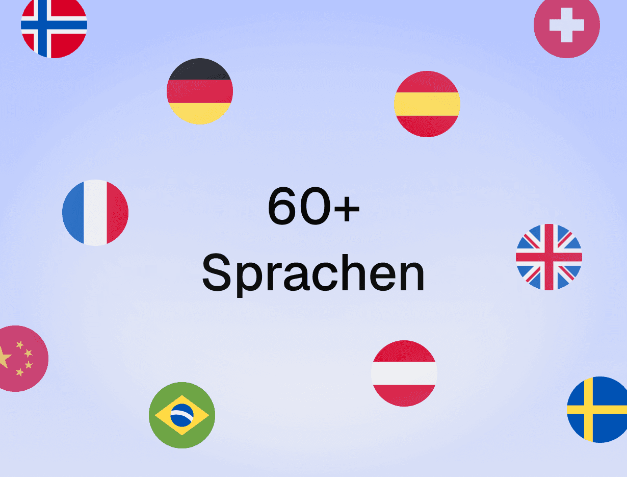Sprachauswahl mit mehr als 60 unterstützten Sprachen